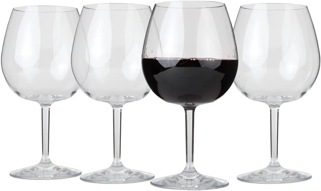 Lily's Home Unbreakable Red Wine Glasses, Made of Shatterproof Tritan Plastic and Ideal for Indoor and Outdoor Use, Reusable (22oz each, Set of 4)