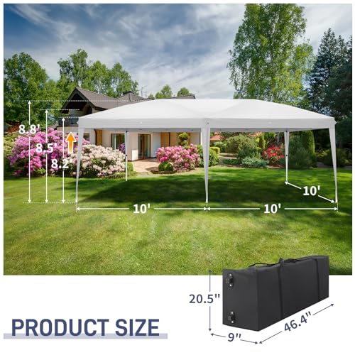 Outvita 10x20ft Pop Up Canopy with 6 SideWalls, Ez Setup Portable Instant Canopy Tent for Outdoor Events, Party, Wedding, Birthday,Graduation (Black)