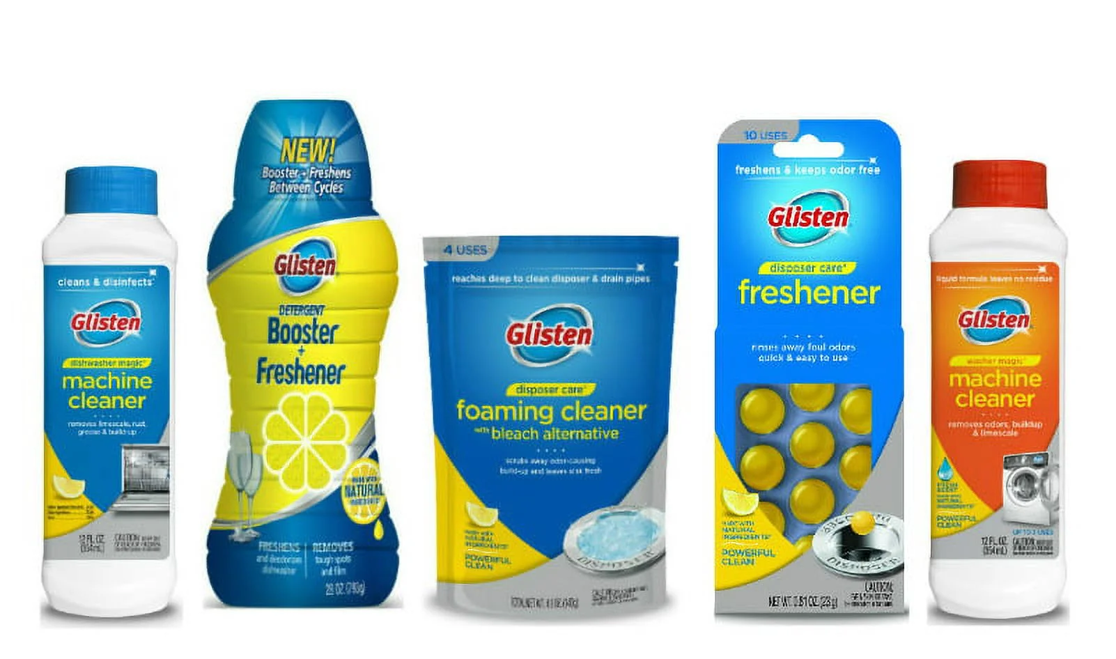 Glisten Dishwasher Magic Machine Cleaner and Detergent Booster, Garbage Disposer Cleaner and Freshener, and Washer Magic Washing Machine Cleaner