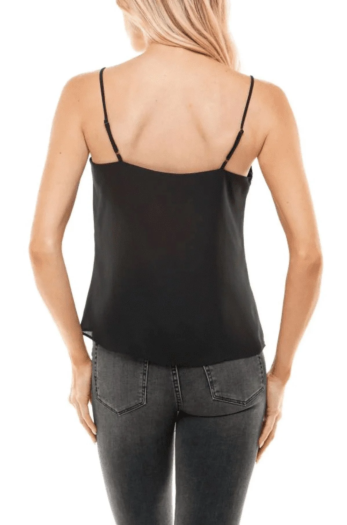 Socialite BLACK Women's Leigh Lace Trim Camisole, US Medium