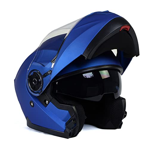 Milwaukee Helmets MPH9818DOT Breeze Blue Advanced Motorcycle Modular Helmet Biker w/Drop Down Visor - Medium
