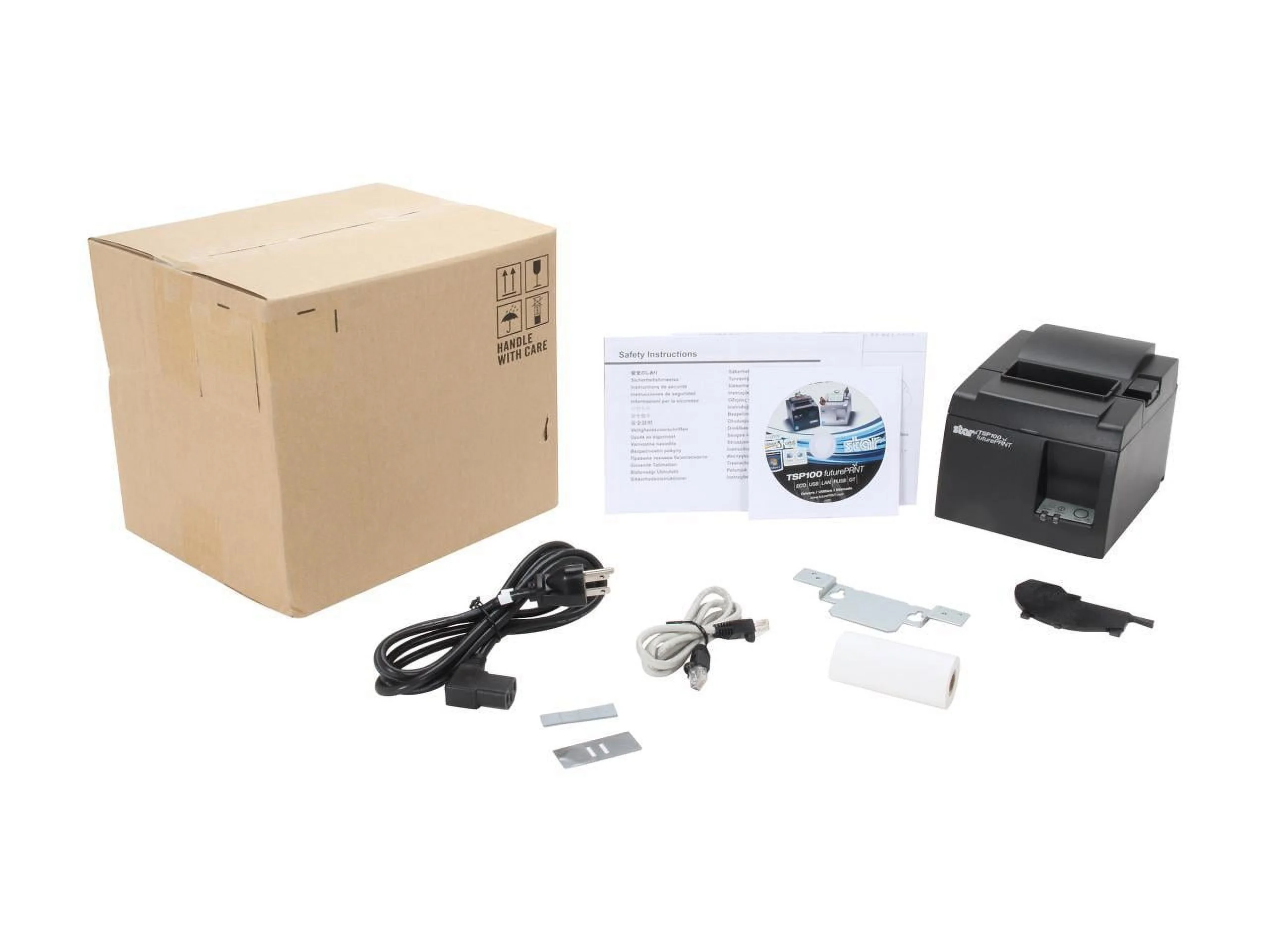 Star Micronics 39464910 TSP100III Series TSP143 Thermal Receipt Printer, Auto-cutter, Ethernet (LAN), Ethernet Cable, Internal Power Supply, Gray - TSP143IIILAN GY US