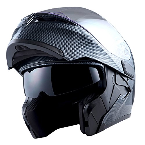 1Storm Motorcycle Modular Full Face Helmet Bike Flip up Dual Visor Sun Shield: HB89 Matt Black