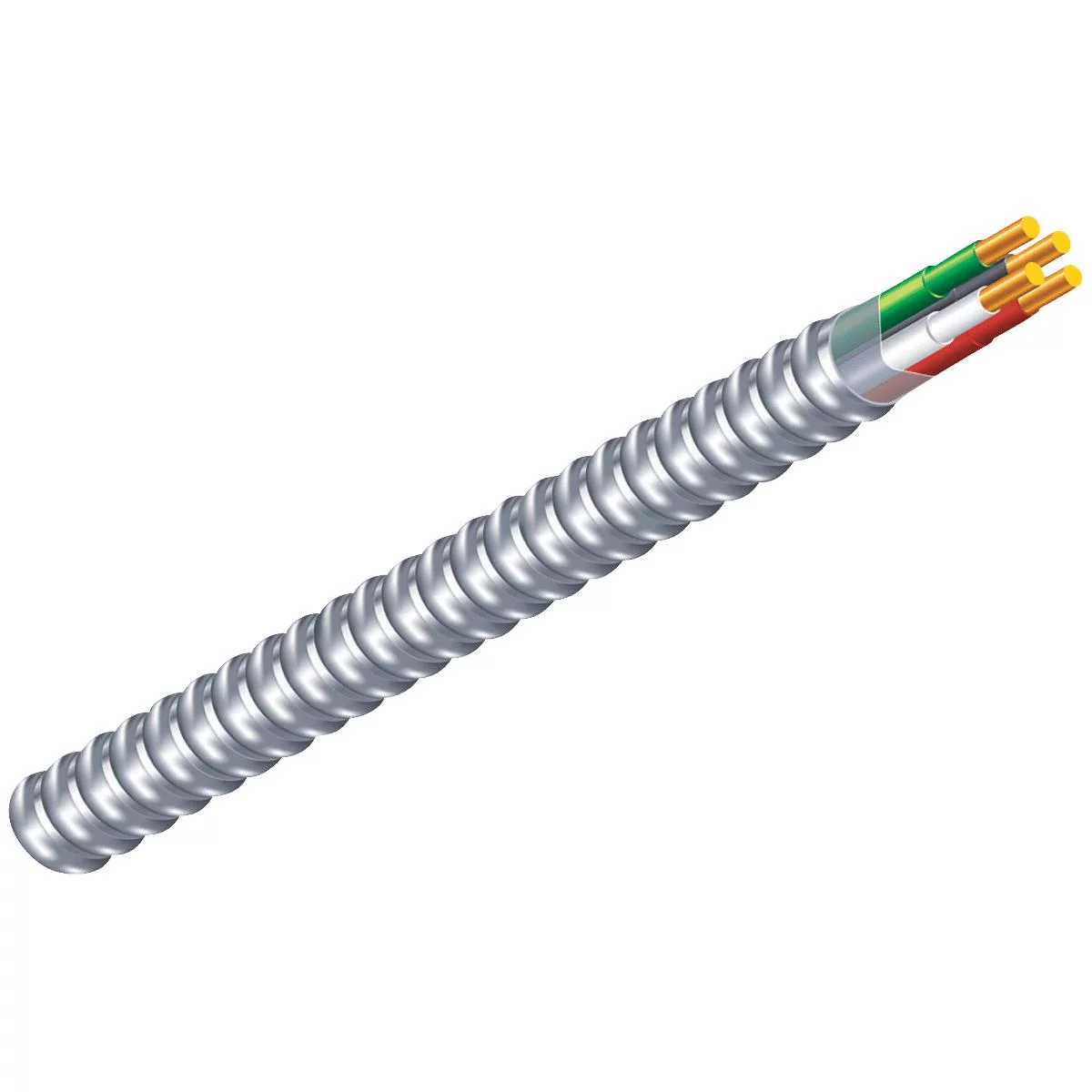 Southwire 3571564 Armorlite TypeMetal Conduit Aluminum Armored Cable, 7, 600 V - 250 ft. Coil