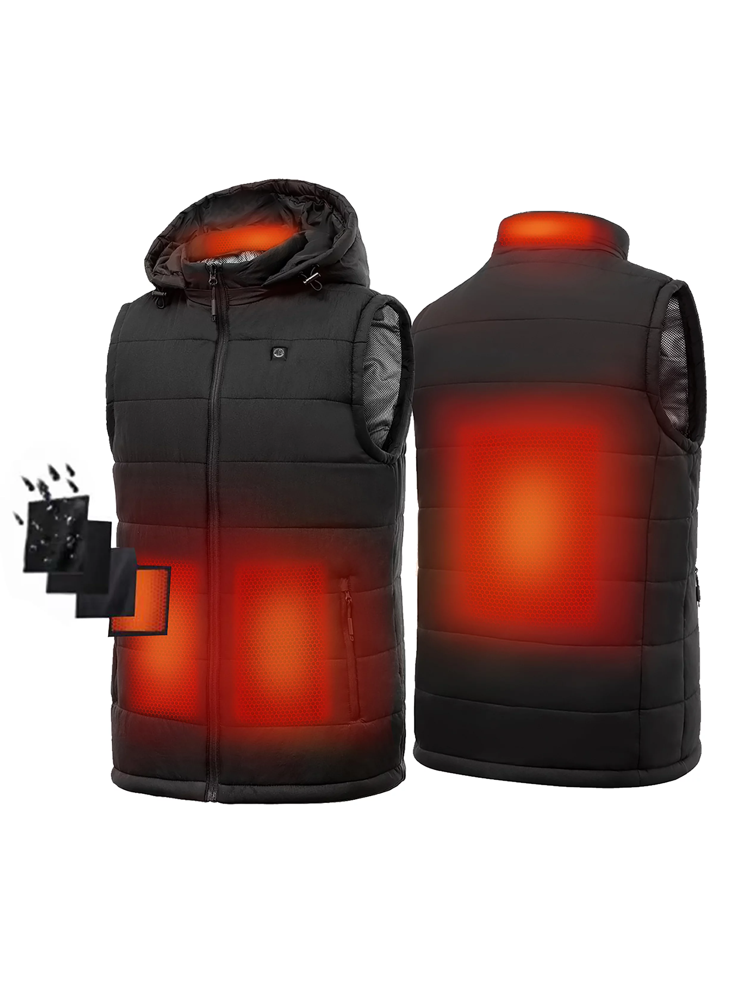 SAILWIND Men's Lightweight Heated Vest Smart Electric Rechargeable Jacket With Removable Hood (Battery Included)