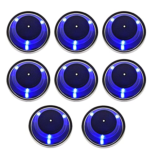 MARINE CITY Stainless Steel Drink Cup Holder with Drain | 3 Blue LED Lights 12V, 1W | Perfect for Boats, Poker Tables, Countertops, Dashboards, Backseats - Pack of 8