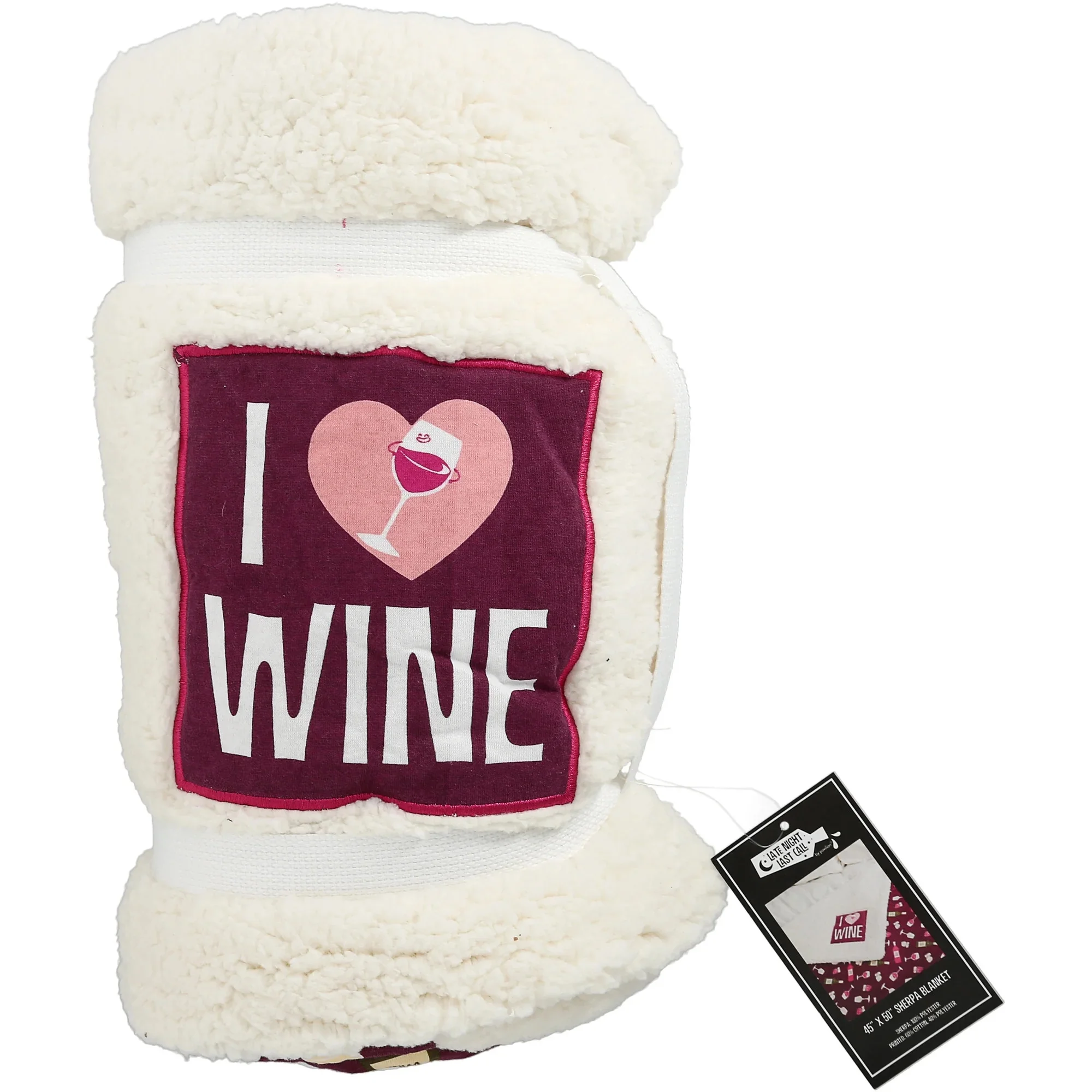 I Love Wine 45 x 50 Sherpa Blanket