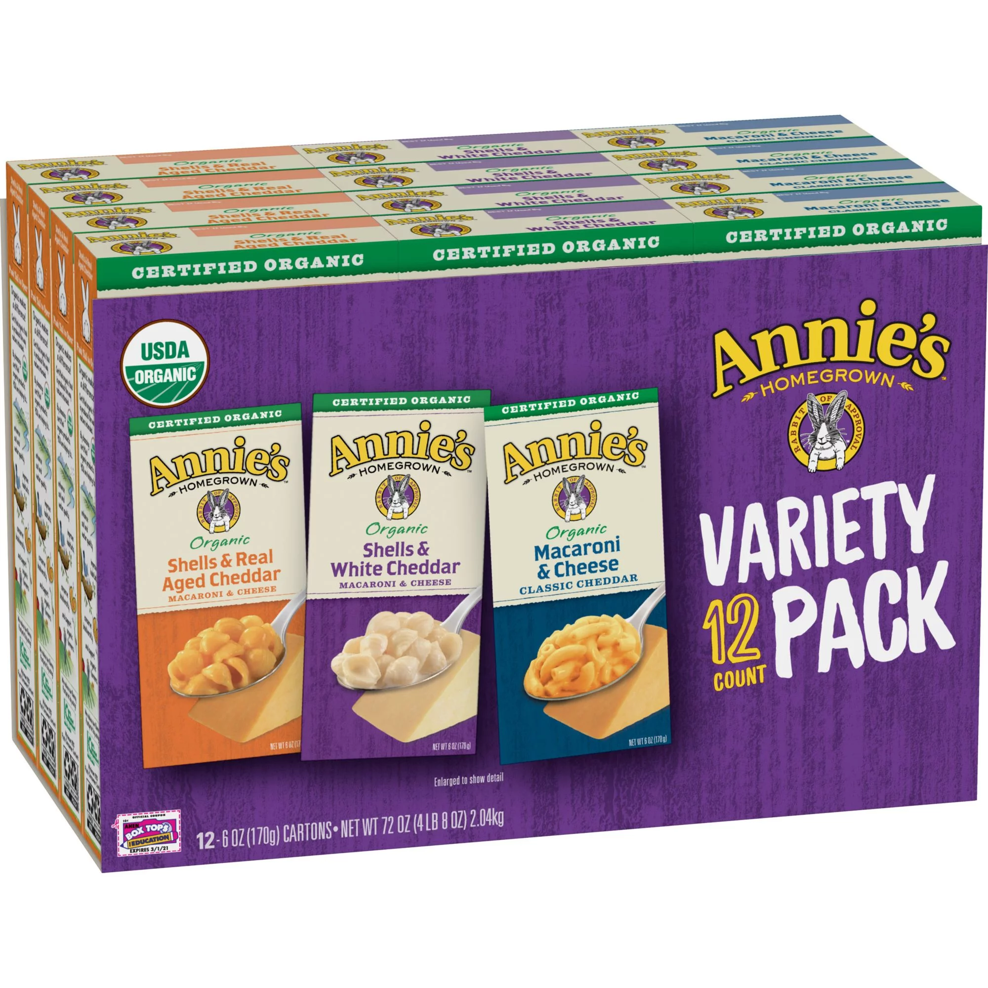 Annies Homegrown Macaroni And Cheese Variety Pack 12 Count. 6 oz.