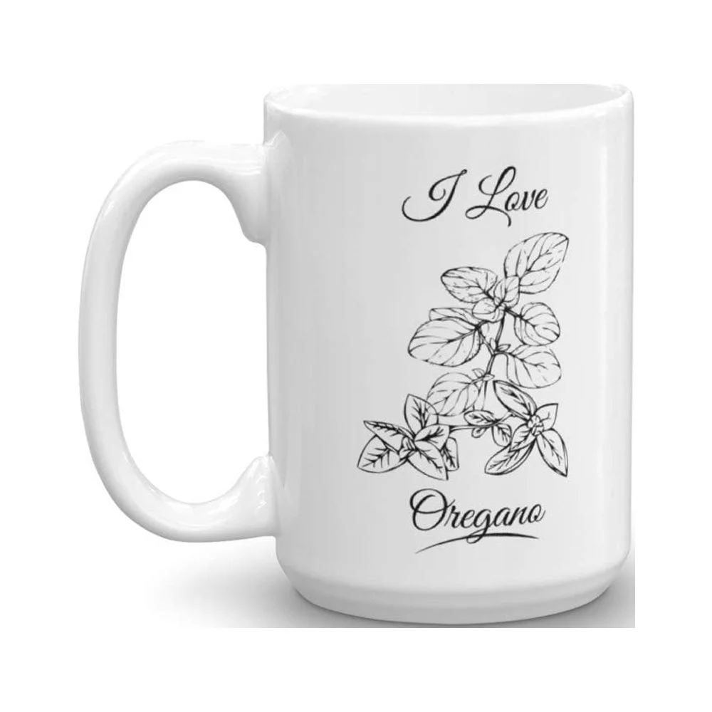 I Love Oregano Herb Leaves Home Food Cooking Essentials Coffee & Tea Gift Mug Stuff For A Cook & Women Cooks (15oz)