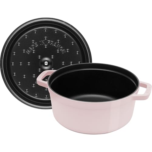 STAUB Cast Iron Dutch Oven 5.5-qt Round Cocotte, Made in France, Serves 5-6, Black Matte