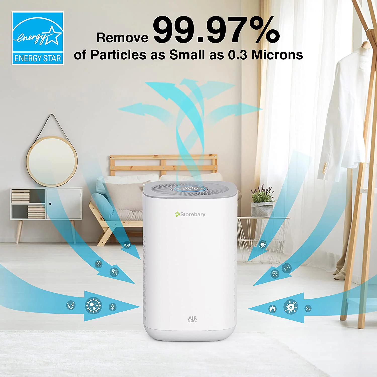 Storebary C350 Air Purifier with H13 True HEPA Filter for Home, Large Room, Bedroom, Office