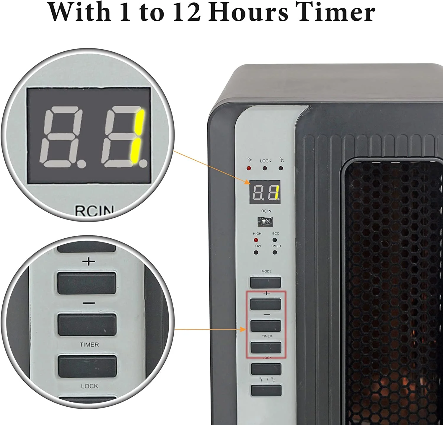 Optimus H-8013 Electric Infrared Quartz Space Heater with LED Display and Remote