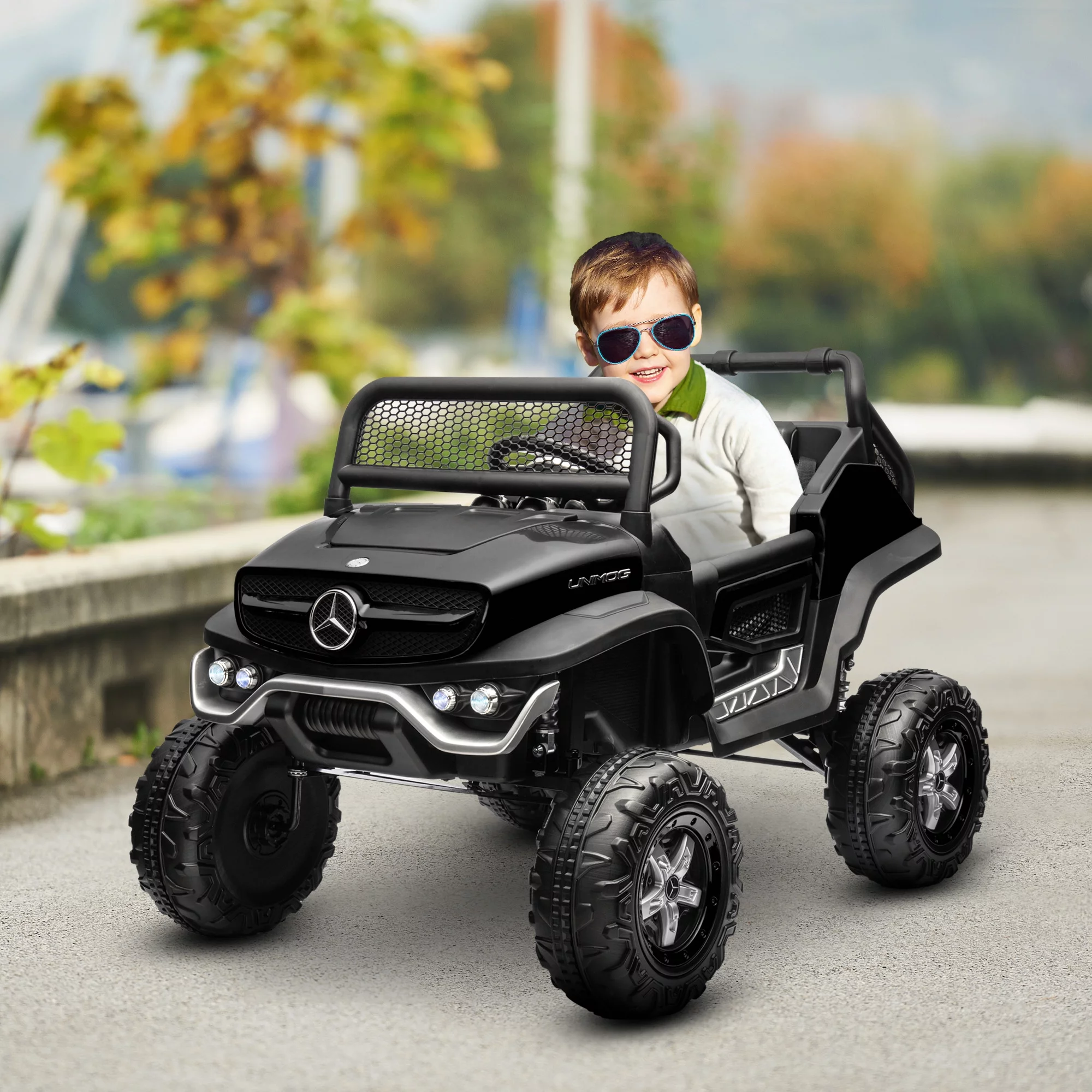 Aosom 12V Battery Powered Licensed Mercedes-Benz Ride on Truck, Black