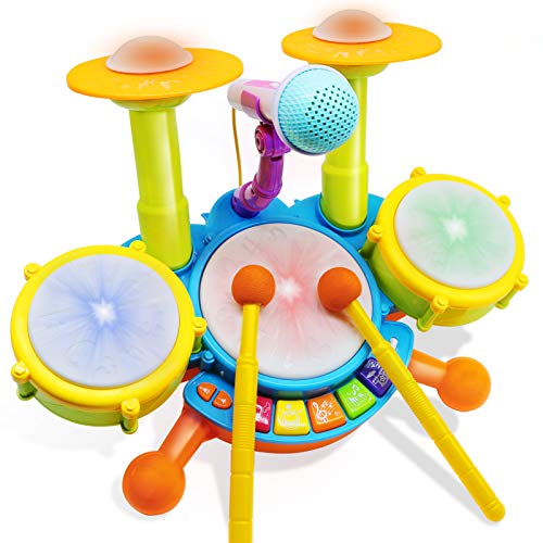 Drum Set for Toddlers, Kids Musical Instruments, Toys for Boy Birthday Gifts, Electric Drum Kit for Babies Boy Girl
