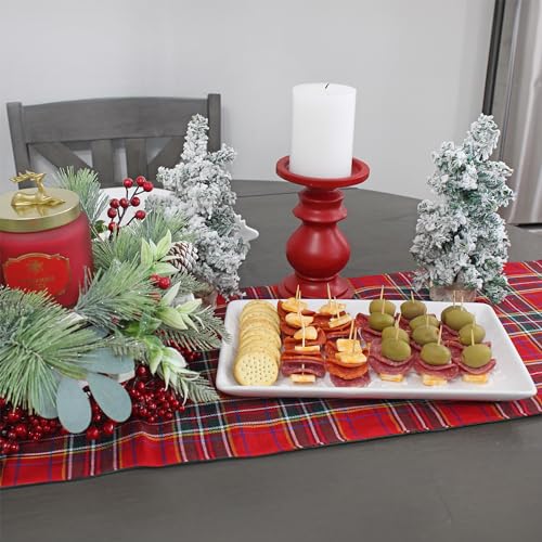 AuldHome Design Reindeer Christmas Tree Platter; Ceramic Embossed White Serving Tray