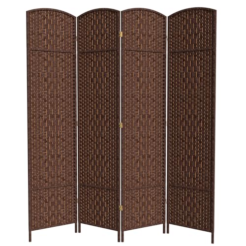Red Lantern 7 ft. Tall Diamond Weave Dark Beige-6 Panels Room Divider