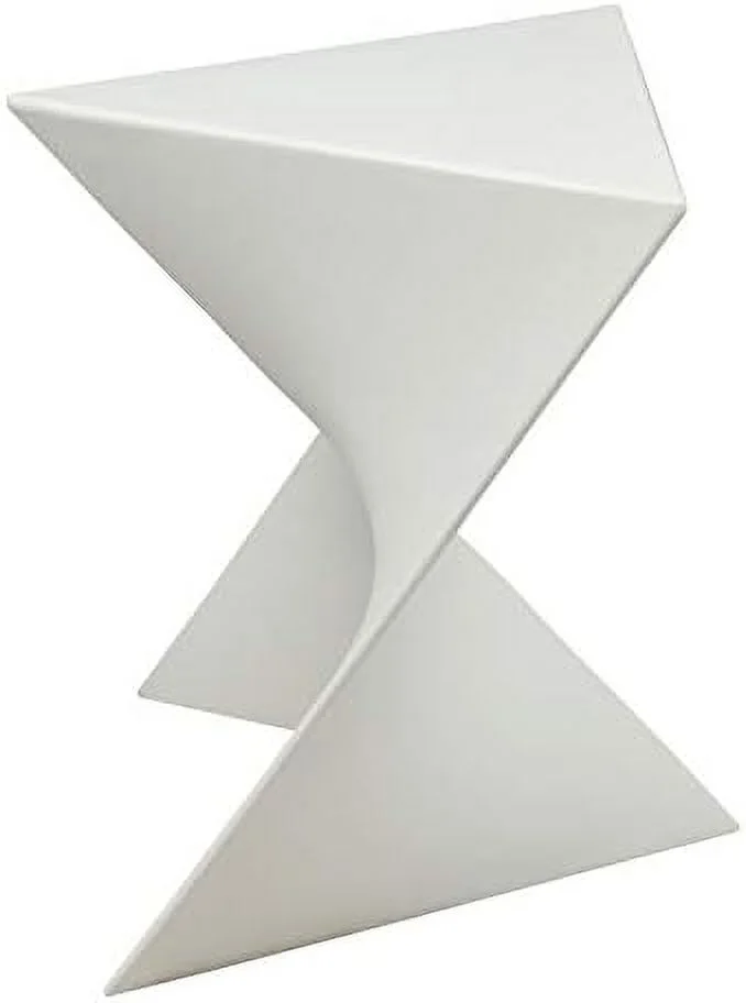 Modern Plastic Triangle End Table In White - Set Of 2