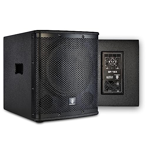 PRORECK SP-15X Active Powered PA DJ Subwoofer Cabinet 15 inch 2000W P.M.P.O with Class-D Amplifier,3 DSP Presets-Monitor, Bass Reinforcement, Black, for Wedding, Party, Concert, Church (One Subwoofer)