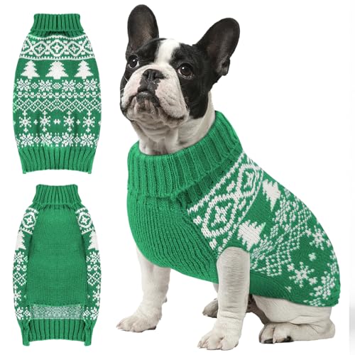 Christmas Dog Sweaters for Small Medium Large Dogs and Cats,Pet Soft Warm Holiday Outfit Girl & Boy,Pup Winter Clothes Turtleneck Double Knitting Collar for Outdoors Playing (Deer, M)