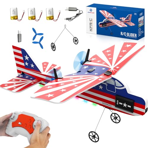 RC Plane,2.4GHZ Remote Control Airplane with Lights,2CH RTF RC Airplane Glider Toys with 3 Batteries for Adults Kids Beginners Boys Girls