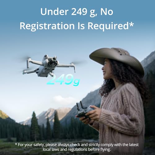 DJI Mini 4 Pro Drone with 128GB Card, Camera Strap and Hard Case- Lightweight and Foldable Mini Camera Drone with 4K HDR Video (4 Items)
