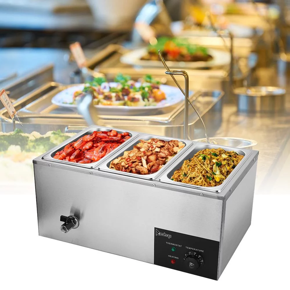 Zimtown 6.9Qt Commercial Grade Stainless Steel Bain Marie Buffet Food Warmer Steam Table, 3 Pan