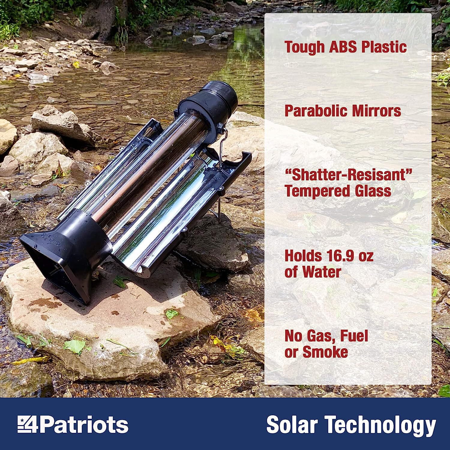 4Patriots Sun Kettle Personal Water Heater: Portable Thermos Boils Water Using The Sun, Solar Powered & Lightweight