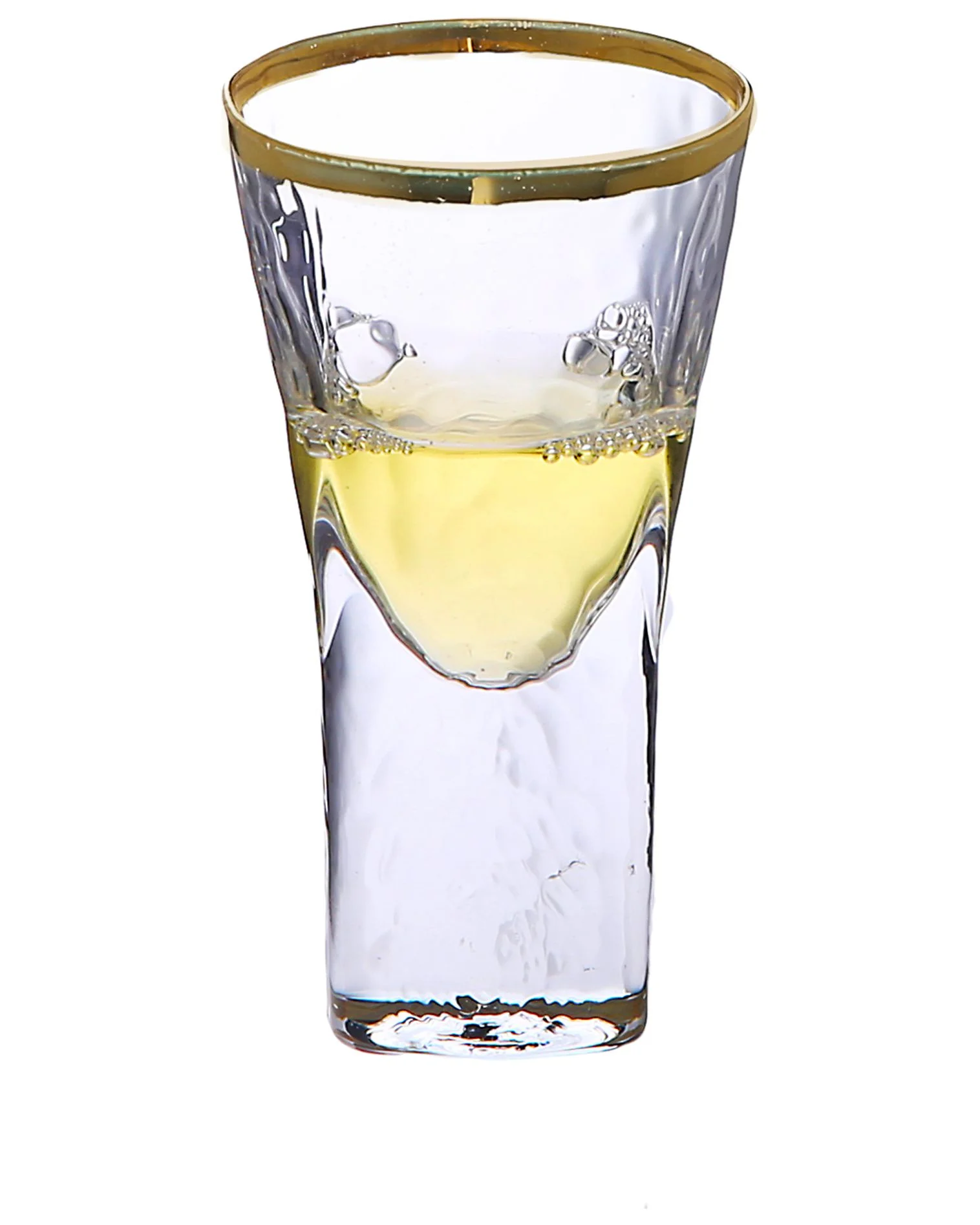 Classic Touch GLG1054 Pebble Glass Liquor Glasses with Gold Rim, Set of 6