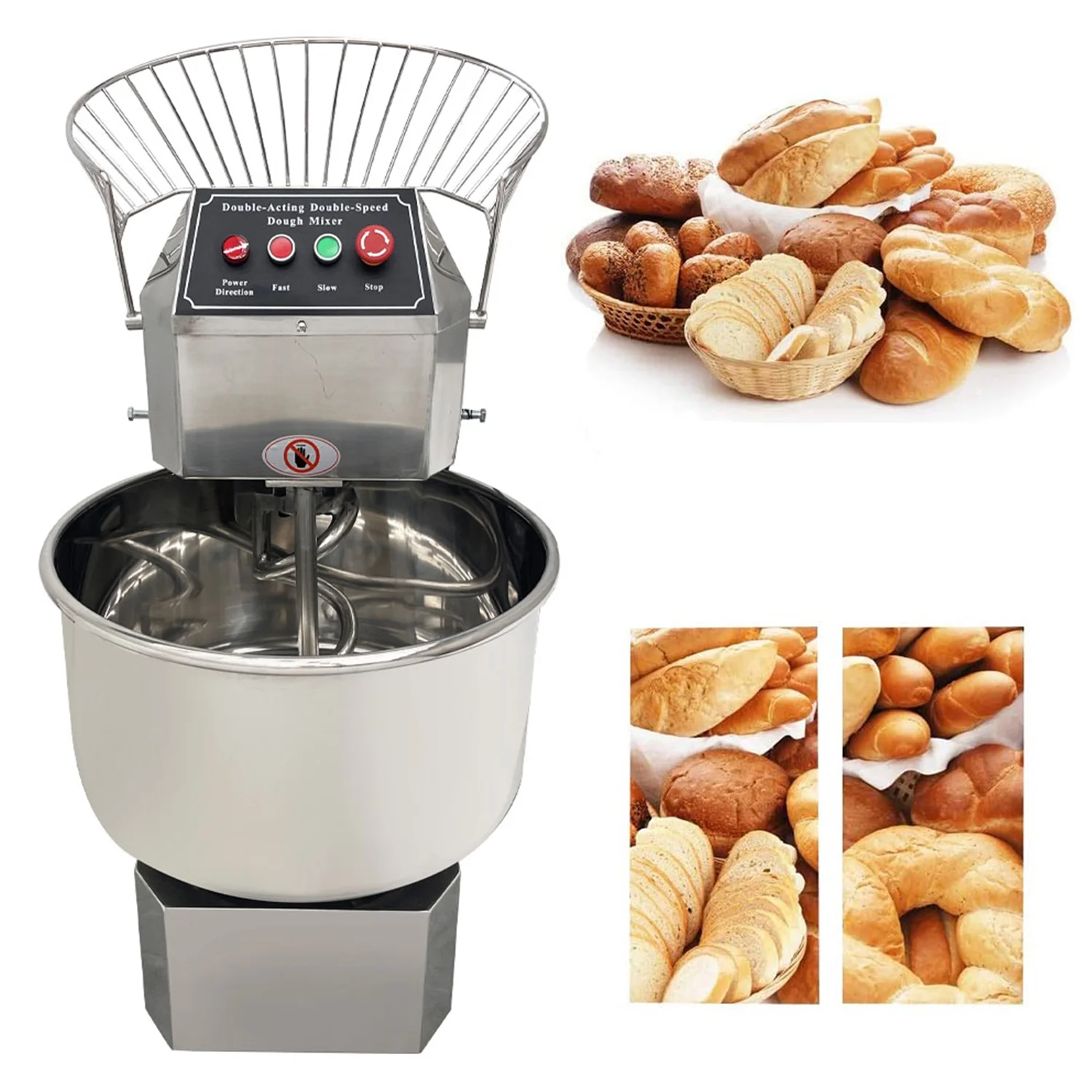 INTBUYING 40L Electric Dough Mixer Double Speed Double Action Stainless Steel