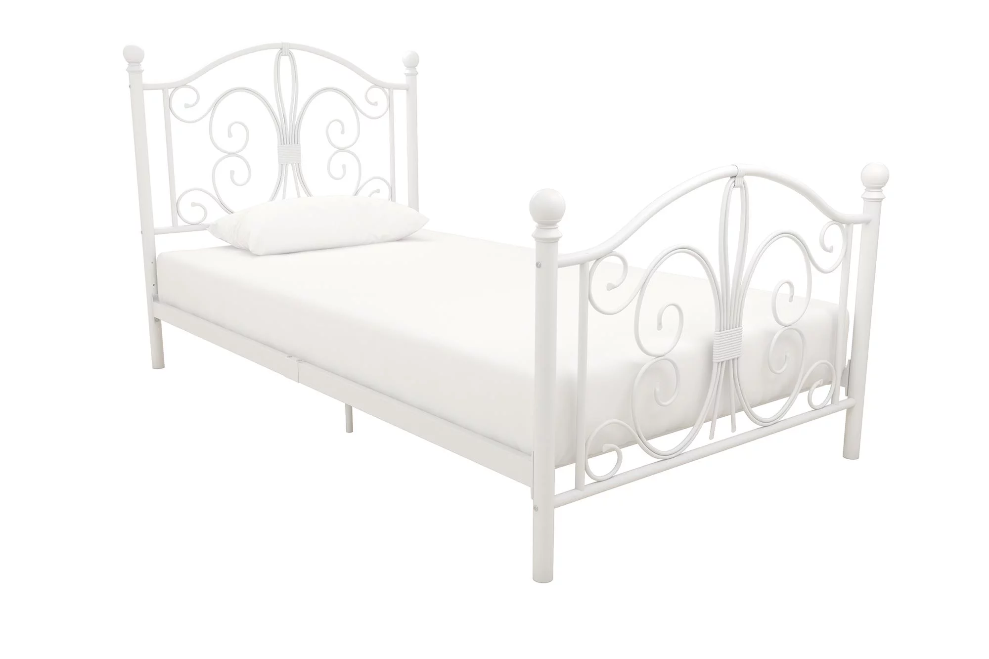 Desert Fields Bombay Metal Bed, White, Twin