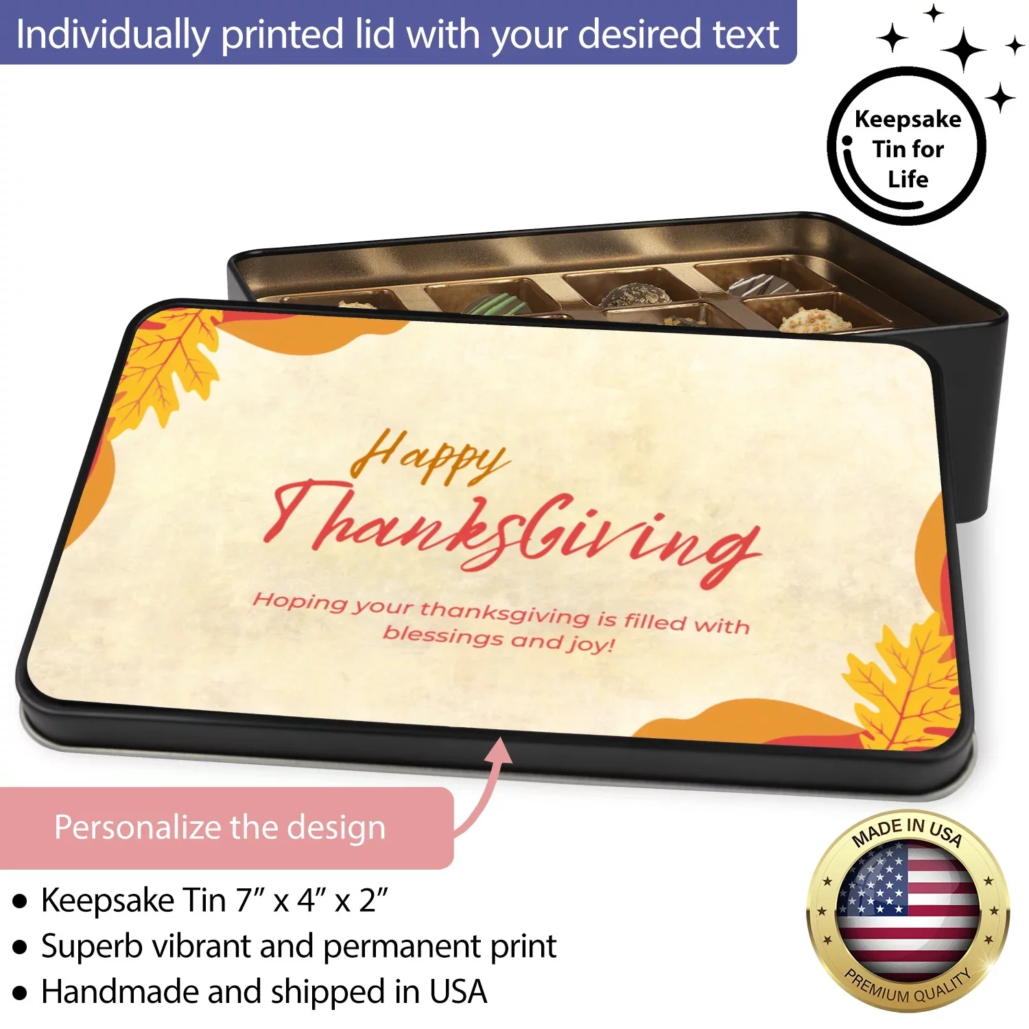 Happy Thanksgiving Chocolate Truffle Box Gift, Gift for Hostess