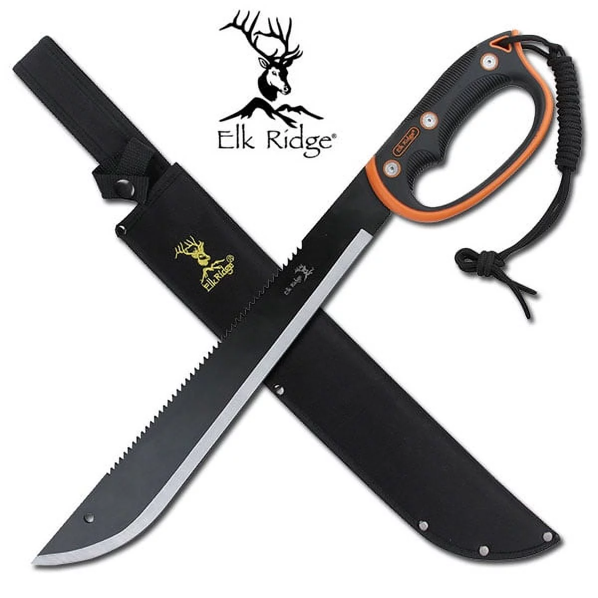 MACHETE Elk Ridge Fixed Blade Tactical Survival Full Tang Orange Zombie ER-279S