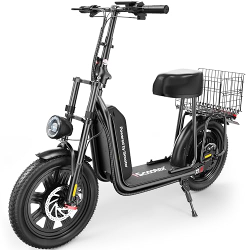 iScooter Electric Scooter with Seat, 37/21 Miles Long Range & 28/19/15.6 MPH Top Speed, 14