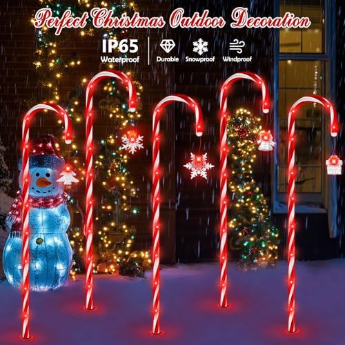 Solar Christmas Candy Cane Lights Outdoor, 20 Pack 110Led 41inch Large Christmas Decorations Pathway Lights with 8 Modes for Xmas Tree Patio Garden Yard Lawn Holiday Party Walkway Decor