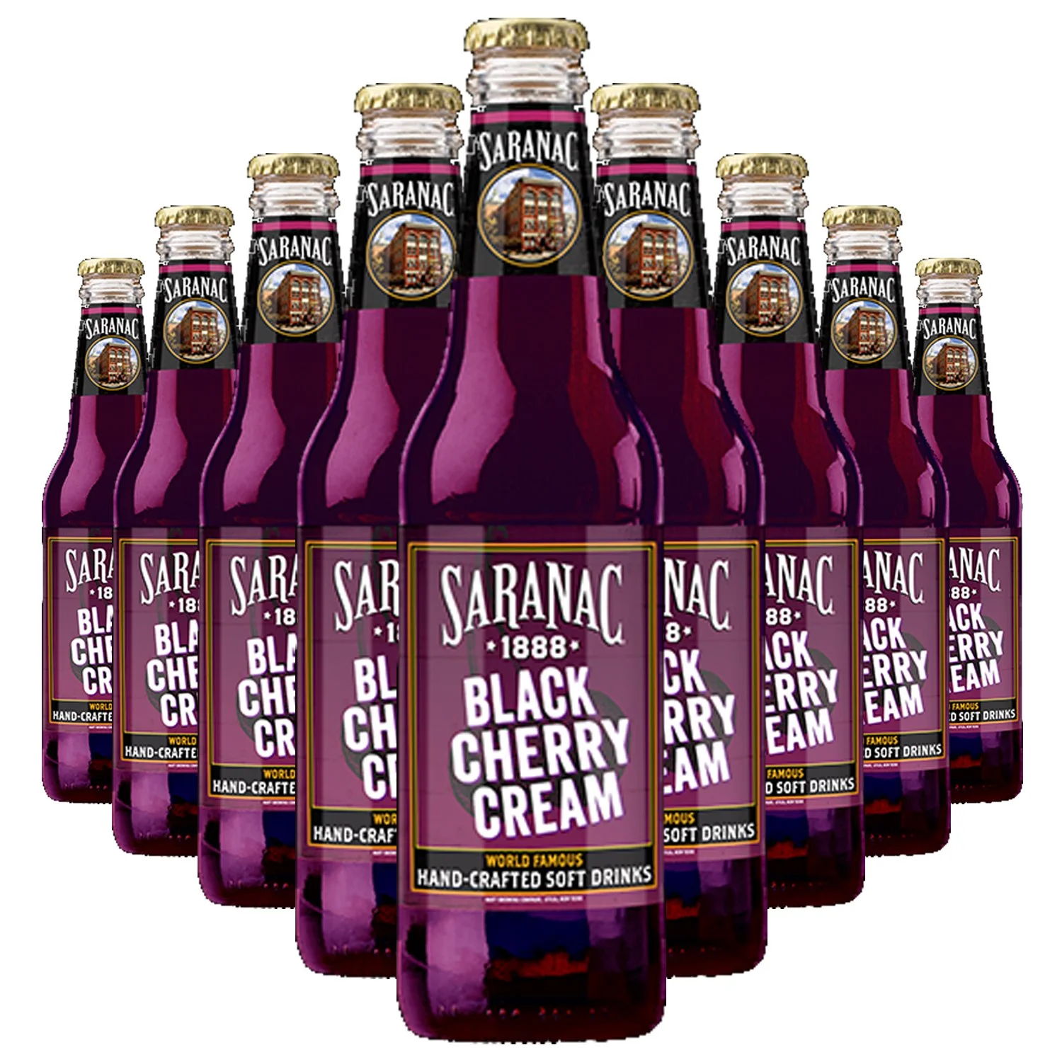 World Famous Hand-Crafted Black Cherry Cream Soda Soft Drink, 12 Oz Glass Bottles (24 Pack)