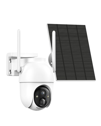 Security Cameras Wireless Outdoor, 2 Cam Kit, No Subscription, Solar Powered Home Security Cameras System, 360° Panoramic View, 2K Color Night Vision, PIR Alerts, Support 5G & 2.4G WiFi Router