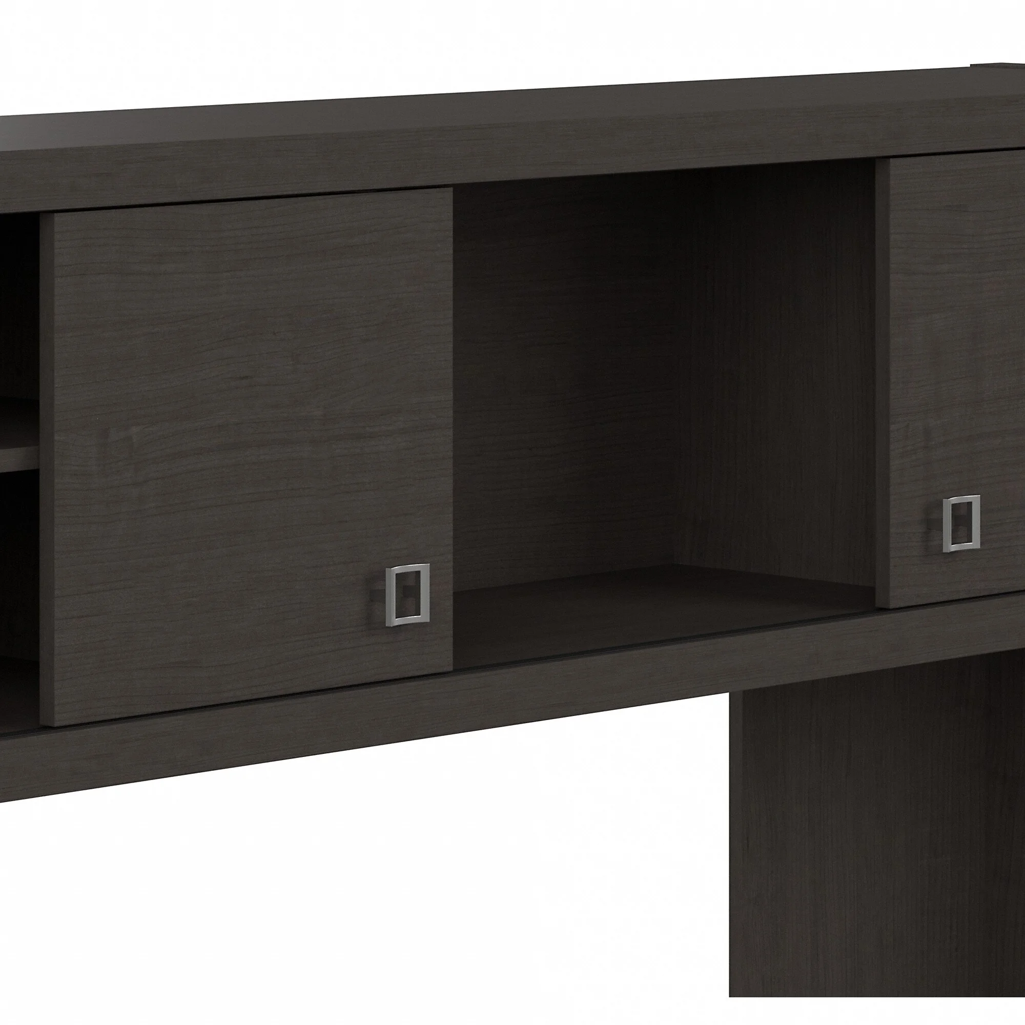 Echo 72W L Shaped Computer Desk with Hutch in Charcoal Maple - Engineered Wood