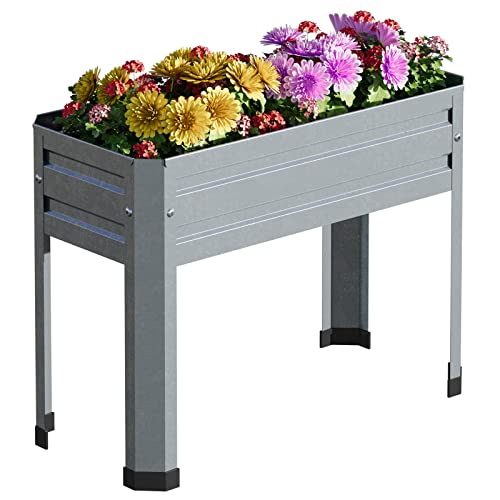 Raised Garden Bed with Detachable Legs Elevated Metal Planter Box for Growing Fresh Herbs Vegetables Flowers Succulents&Other Plants for Outdoor Backyard Patio Deck Balcony Green