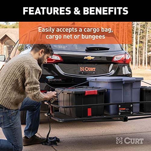 CURT 18152 60 x 24-Inch Basket Hitch Cargo Carrier, 500 lbs Capacity, Black Steel, 2-in Fixed Shank