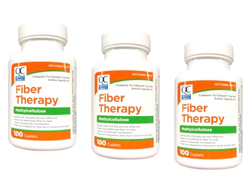 Quality Choice Fiber Therapy for Regularity Methylcellulose 500 mg 100 Caplets Pack of 3