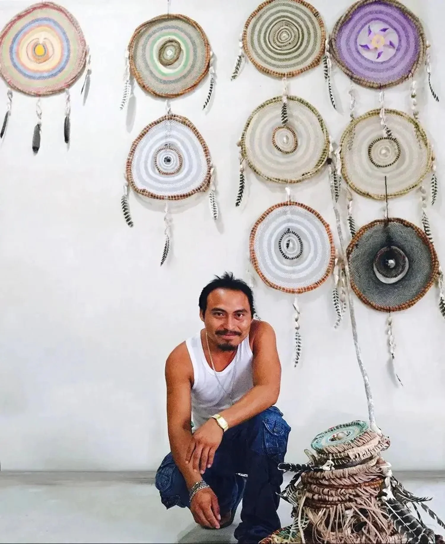 Medium Blush Pink  Suede Fringe Dreamcatcher