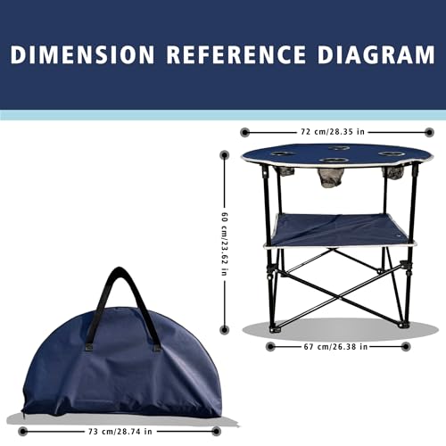 Camping Table & Beach Table, – Portable 2-Tier Foldable Table with 4 Cup Holders & Carry Bag, Lightweight Waterproof Oxford Fabric for Outdoor Adventures, Picnic, Tailgating, and Fishing