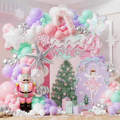 153Pcs Christmas Balloon Arch Kit - Winter Wonderland Decorations with 48