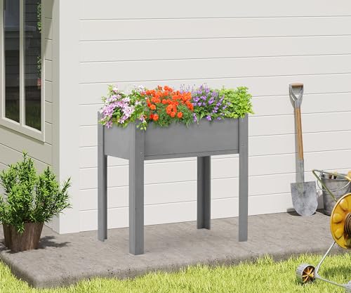 Raised Garden Bed with Legs, 40x20x31'', Outdoor Wood Elevated Planter Box, Thick Legs, w/Liner