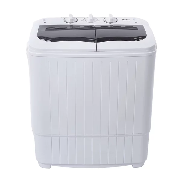 Fithood ZOKOP Compact Twin Tub with Built-in Drain Pump XPB35-ZK35 14.3(7.7 6.6)lbs Semi-automatic Gray Cover Washing Machine