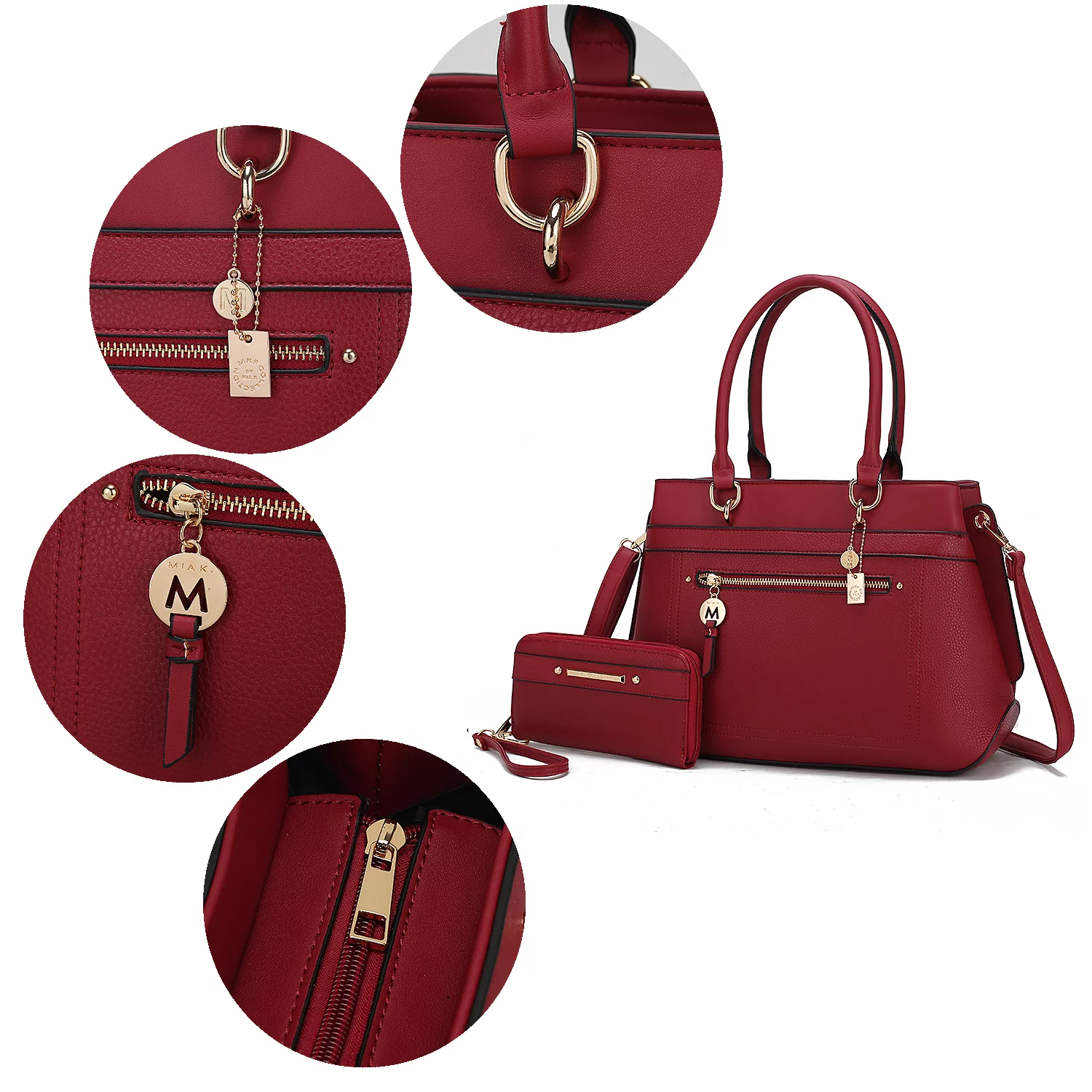 MKF Collection Gardenia Vegan Leather Women's Tote Bag & Wallet, Trend Crossbody Purse Handbag by Mia K - Red