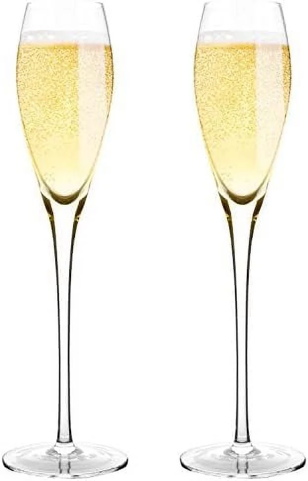 Hand Blown Crystal Champagne Flutes - Standard Champagne Glasses Made From Premium Crystal Glass, Great Gift, 10.5
