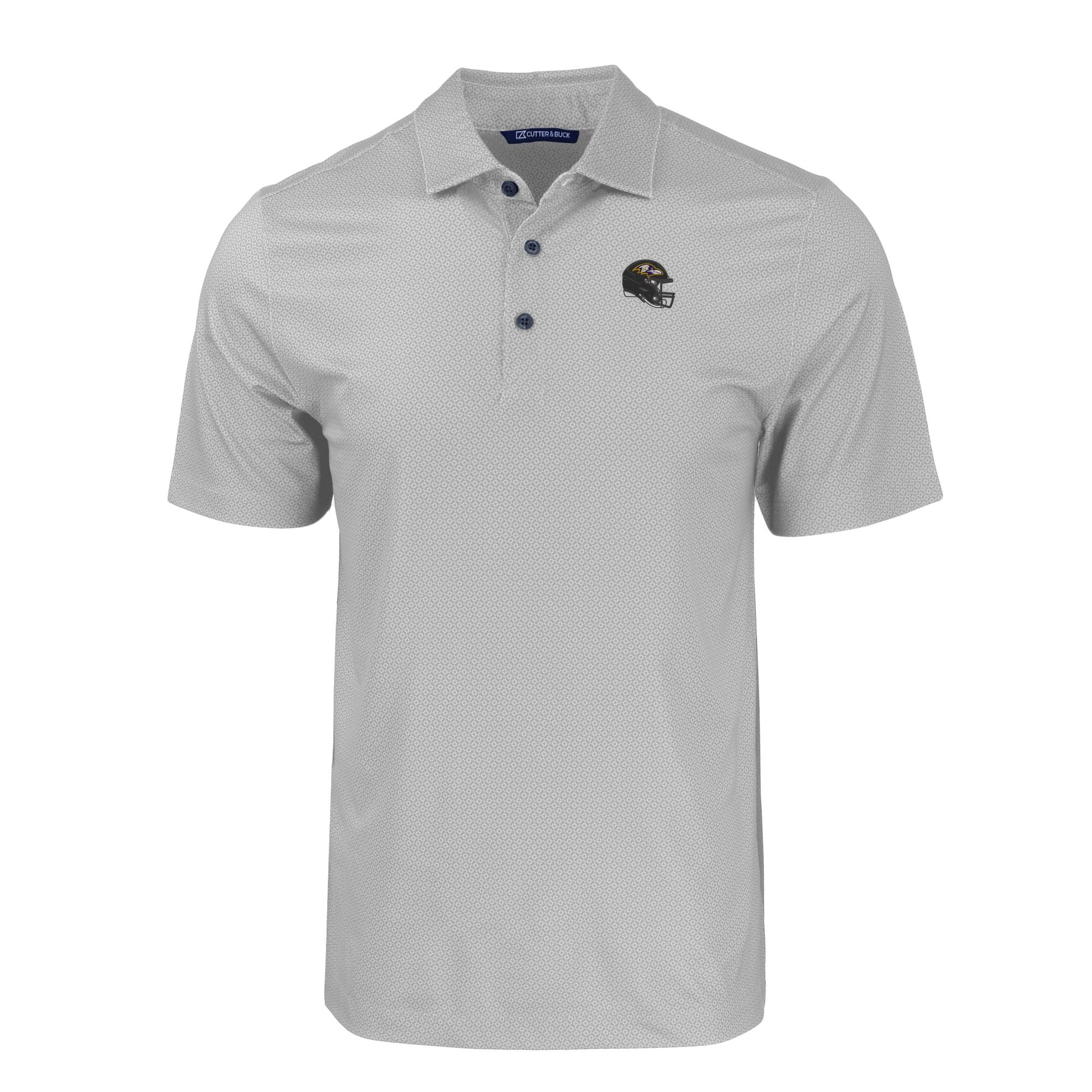Men's Cutter & Buck  Gray Baltimore Ravens Helmet Big & Tall Pike Eco Tonal Geo Print Stretch Recycled Polo