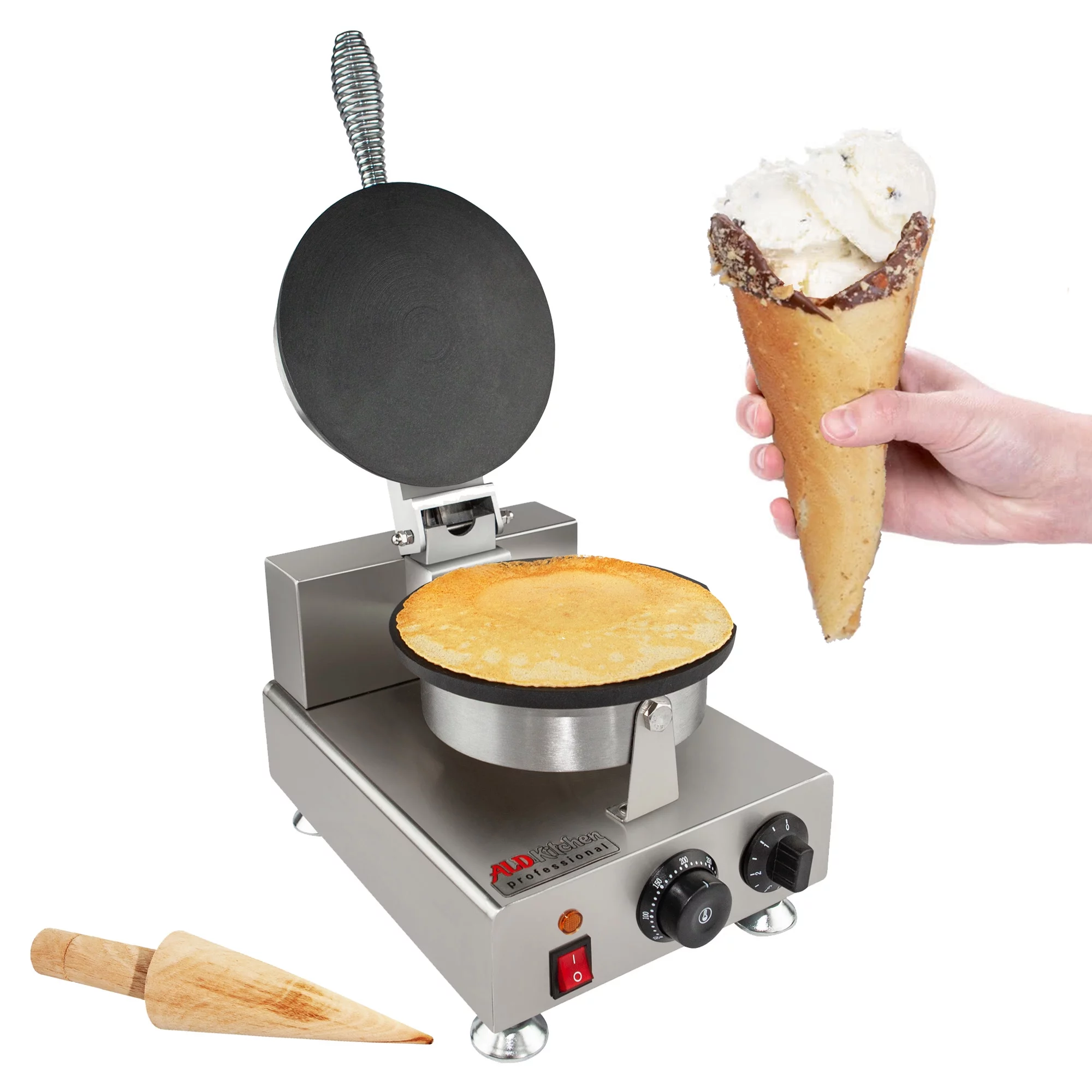 Nonstick Electric Egg Biscuit Roll Maker Machine Bake Machine Baker Pastry Making Baking Tools Electric Egg Roll Ice Cream Cone Maker (Ice Cream (plain)
