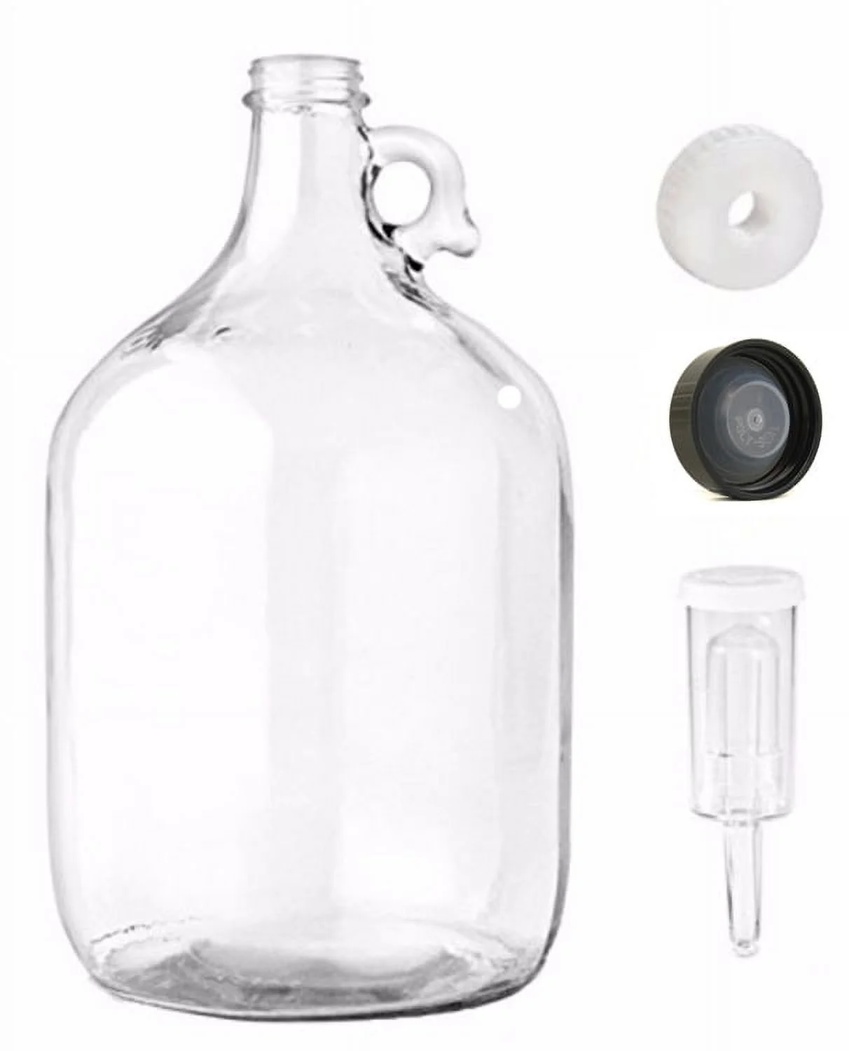Home Brew Ohio One Gallon Glass Jug With Econolock, Polyseal Lid, 38 mm Cap W...